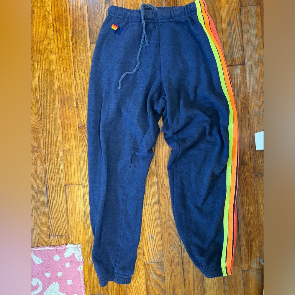 Aviator Nation 5 STRIPE SWEATPANTS - neon rainbow. ECU